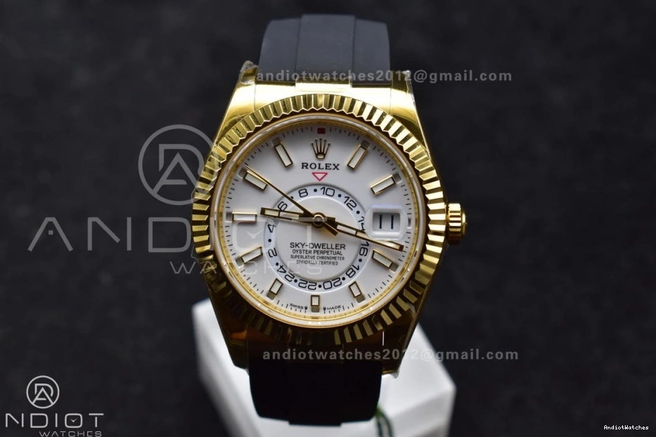 Sky-Dweller 336238 Best Weight) Dial 1:1 Edition Strap ZF Oysterflex A23J Functional on YG White 1100 (Gain 0329